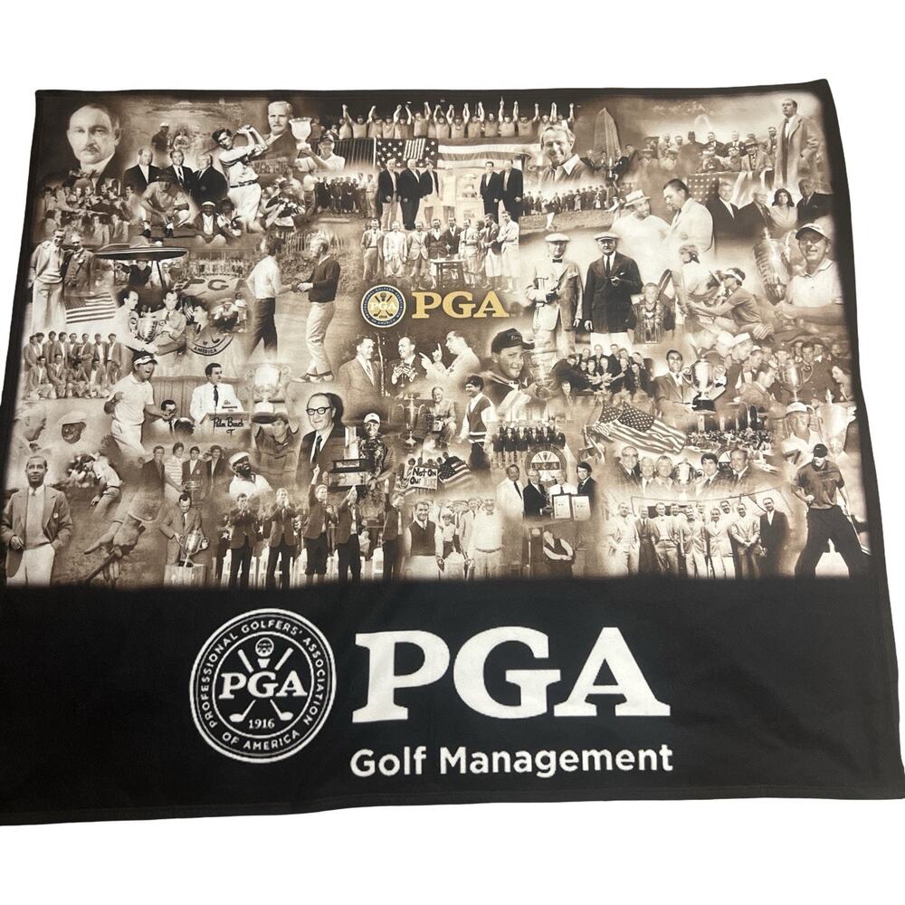 PGA Golf Management History Photo Collage Fleece Throw Blanket 56X48 Golf